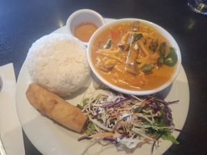 Lunch deal with a red curry at Veganic Thai Cafe in San Diego