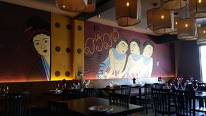 Interior of restaurant at Veganic Thai Cafe in San Diego