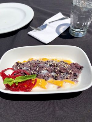 Mango sticky rice at Veganic Thai Cafe in San Diego