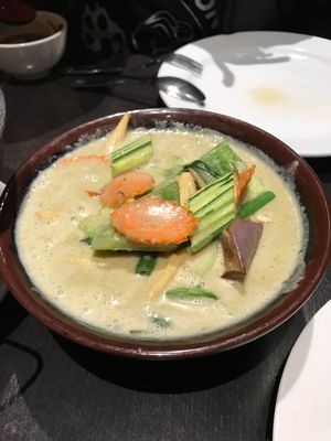 Green curry with vegetables  at Veganic Thai Cafe in San Diego