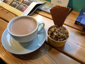 salted caramel ice cream and Mayan hot chocolate at Joylato in Kopavogur