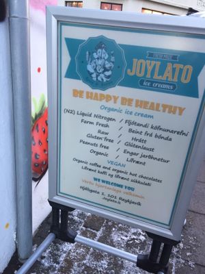 Menu at Joylato in Kopavogur