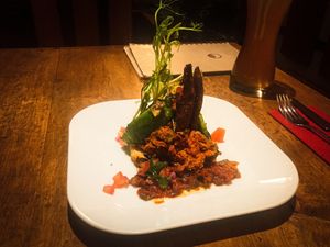 Arepa (refried pinto beans, grilled avocado w/ smoked salt) at Zest in Leipzig