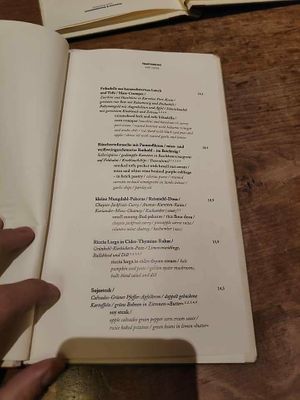 The menu at Zest in Leipzig