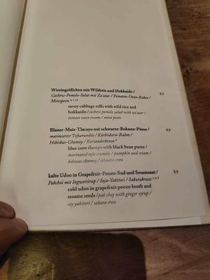 The menu at Zest in Leipzig