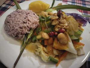 Vegetables in peanut sauce at Barrab in Chiang Rai