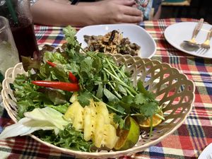 Lettuce, herbs, fruit etc for wraps   at Barrab in Chiang Rai