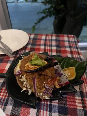 Burmese crispy tofu salad  at Barrab in Chiang Rai