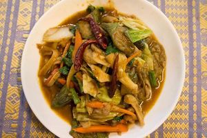 Egg​ plant with​ Herb and​ spices at Barrab in Chiang Rai