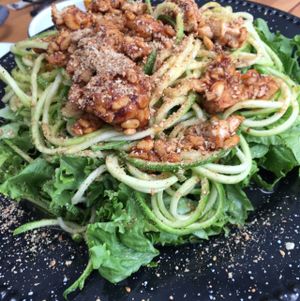 BBQ Tempah salad at Vegan Ville in Mexico City