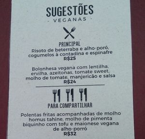 Weekly menu at Cafe com Letras in Belo Horizonte