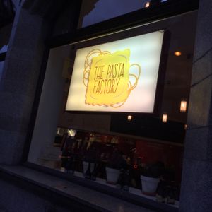 window  at Pasta Factory in Manchester