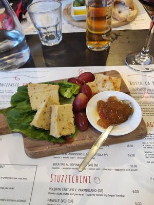 Vegan cheese plate at Pasta Factory in Manchester