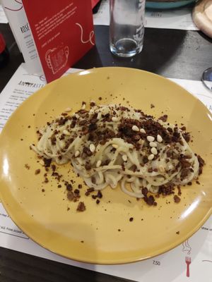 Artichoke sauce pasta at Pasta Factory in Manchester