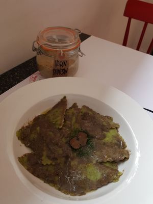 Vegan ravioli at Pasta Factory in Manchester