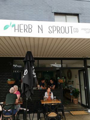 outside seating at Herb & Sprout Co in Maroubra