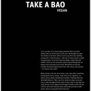 Menu cover for their vegan options at Take a Bao in West Los Angeles