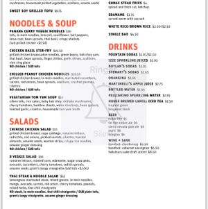 Vegan menu shows tofu substitution options at Take a Bao in West Los Angeles