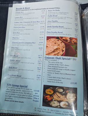 Menu breads and specials at Vegetarian Food Studio in Cardiff