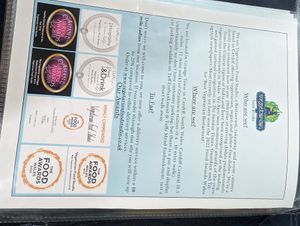 Menu back cover at Vegetarian Food Studio in Cardiff