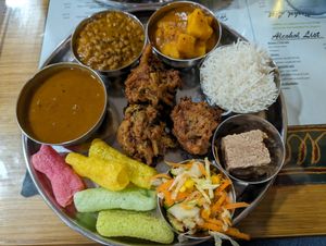 Thali without bread so you can see it all at Vegetarian Food Studio in Cardiff