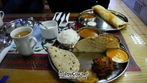 Dosa and other dish. April 2012 by Ding Ren at Vegetarian Food Studio in Cardiff