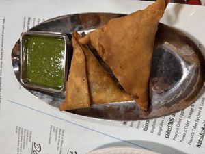 Vegetable samosas   at Vegetarian Food Studio in Cardiff