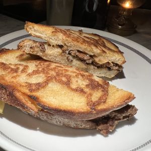 grilled cheese with a patty (incredible)  at Kindred in San Diego