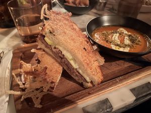 Mind Melt-grilled cheese with tomato soup  at Kindred in San Diego