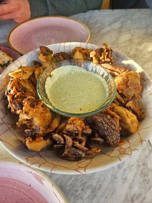 Fried mixed mushrooms at Kindred in San Diego
