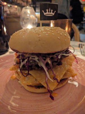 Egg roll burger, so unique at Kindred in San Diego
