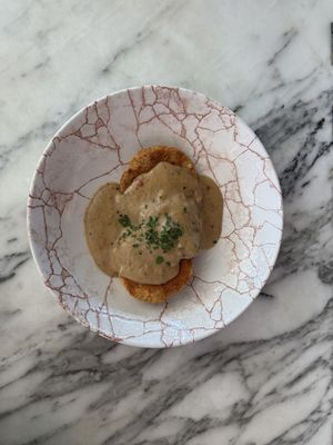 biscuits and gravy — menu: start today   at Kindred in San Diego