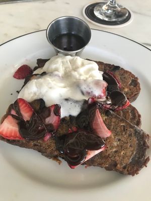 Banana bread French toast   at Kindred in San Diego