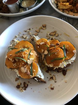 AMAZING!! Apricot ricotta toast from brunch  at Kindred in San Diego
