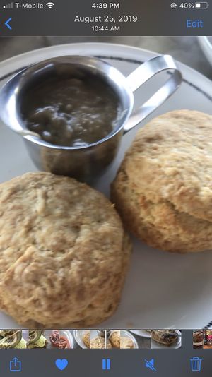 Buttermilk biscuits and mushroom gravy  at Kindred in San Diego