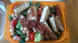 Crispy "chicken" cesar salat at Plant Power Fast Food - Ocean Beach in San Diego