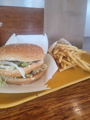 Big Zac and fries at Plant Power Fast Food - Ocean Beach in San Diego