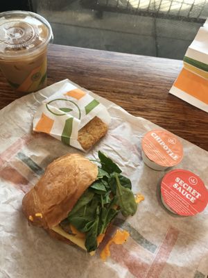 Got a breakfast combo. If you don’t like sweet coffee, don’t get their flavored iced coffee. I kept adding water to it 🙈  at Plant Power Fast Food - Ocean Beach in San Diego