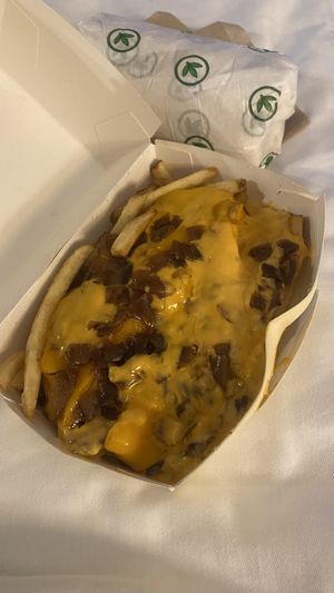 Loaded famous fries  at Plant Power Fast Food - Ocean Beach in San Diego