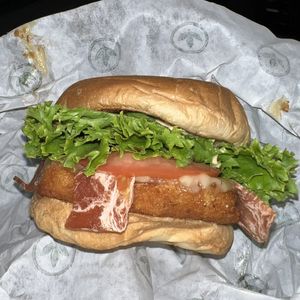 pepperjack chicken bacon sandwich  at Plant Power Fast Food - Ocean Beach in San Diego