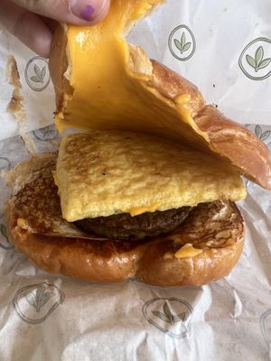 Packed full o’ flavor (breakfast croissant)  at Plant Power Fast Food - Ocean Beach in San Diego