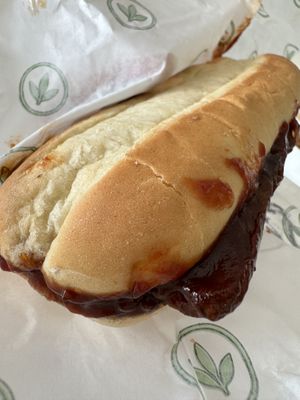 Rib sandwichh  at Plant Power Fast Food - Ocean Beach in San Diego