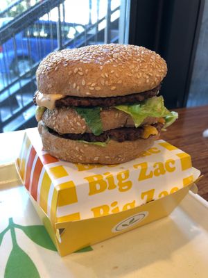 The famous Big Zac at Plant Power Fast Food - Ocean Beach in San Diego