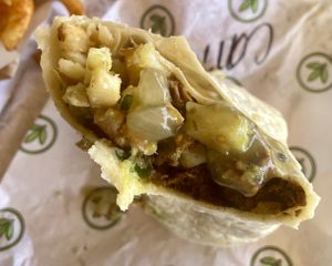 California Burrito with curly fries and ranch 💚  at Plant Power Fast Food - Ocean Beach in San Diego