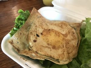 Fried ‘egg’ at Plant Power Fast Food - Ocean Beach in San Diego