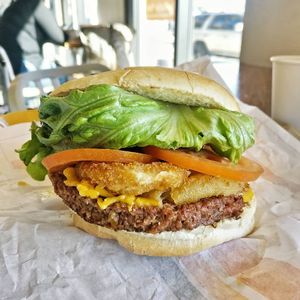 Rambler Burger at Plant Power Fast Food - Ocean Beach in San Diego