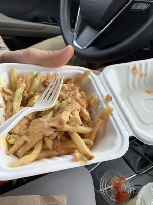 Ugly because I dug in immediately- Iconic fries! at Plant Power Fast Food - Ocean Beach in San Diego