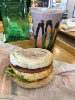 Muffin and milkshake  at Plant Power Fast Food - Ocean Beach in San Diego