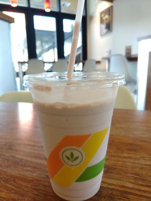 Sweetheart (rose) milkshake at Plant Power Fast Food - Ocean Beach in San Diego