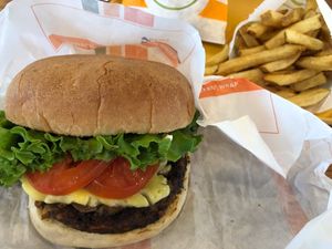 The Iconic Burger (GF) at Plant Power Fast Food - Ocean Beach in San Diego